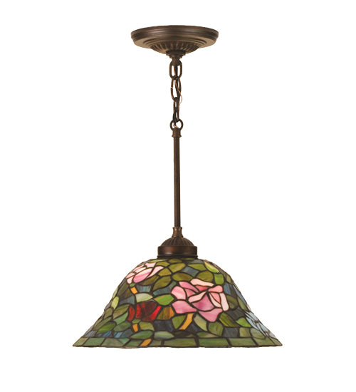 Meyda Tiffany Tiffany Rosebush 48920 Pendant Light - Purple/Blue Burgundy Pink Purple/Blue