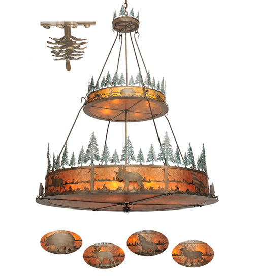 Meyda Tiffany Wildlife At Pine Lake 49066 Chandelier Light - Rust