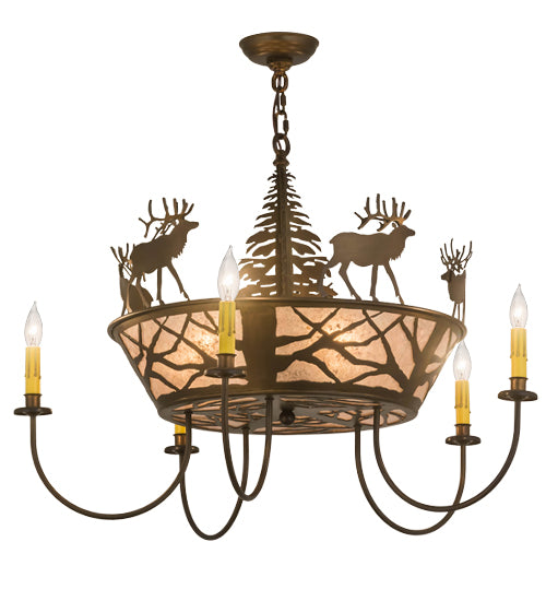 Meyda Tiffany Elk On The Loose 49168 Chandelier Light - Antique Copper