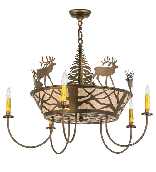 Meyda Tiffany Elk On The Loose 49168 Chandelier Light - Antique Copper