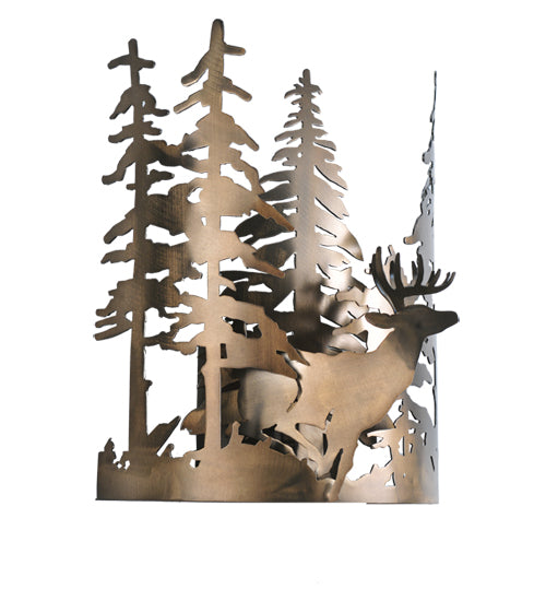 Meyda Tiffany Deer Through The Trees 49253 Wall Light - Antique Copper