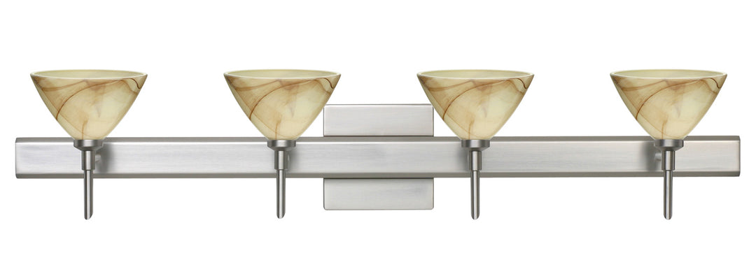 Besa Domi 4SW-174383-SN-SQ Bath Vanity Light 31 in. wide - Satin Nickel