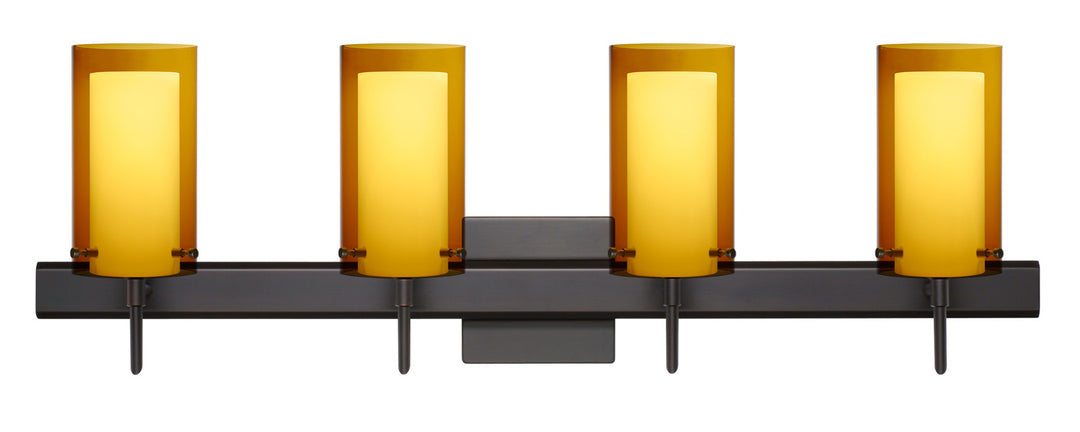 Besa Pahu 4SW-G44007-BR-SQ Bath Vanity Light 31 in. wide - Bronze
