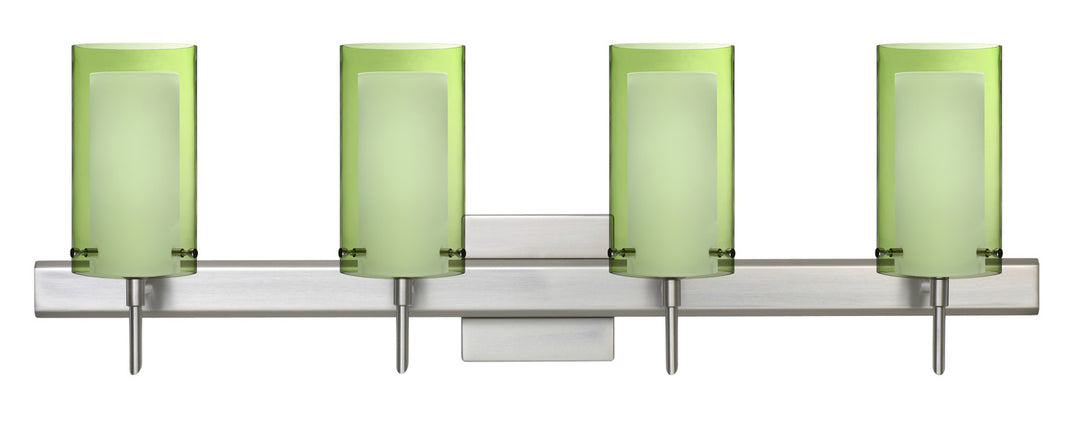 Besa Pahu 4SW-L44007-SN-SQ Bath Vanity Light 31 in. wide - Satin Nickel