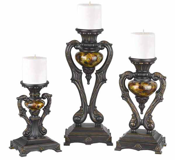 Cal Lighting TA-587/3C  Candle Holder Home Decor Bronze / Dark