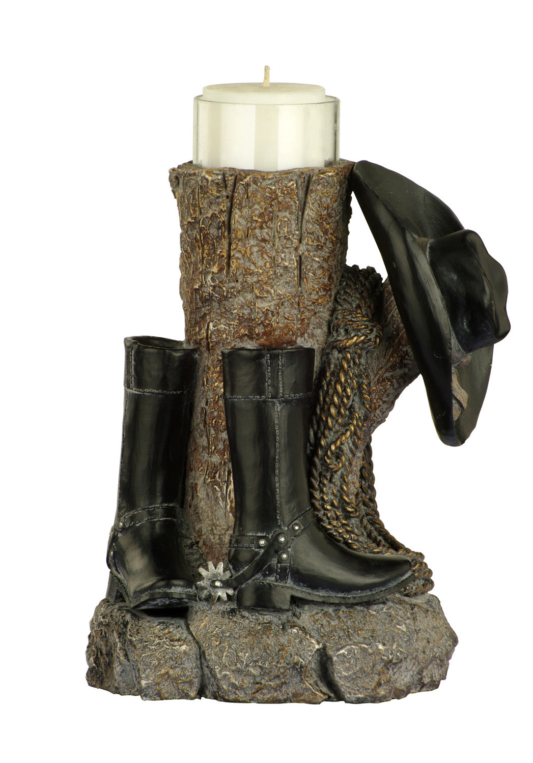 Cal Lighting TA-848LC Cowboy Cowboy Candle Holder Home Decor Bronze / Dark