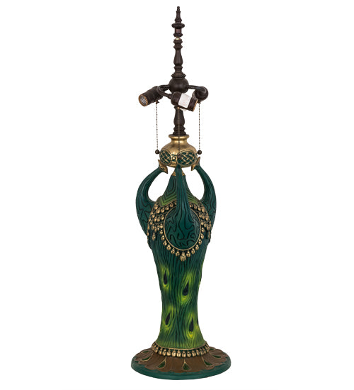 Meyda Tiffany Lighting 49871 Peacock Three Light Table Base Hardware Utility Light Bronze / Dark