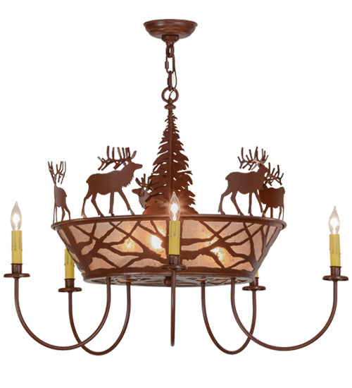 Meyda Tiffany Elk On The Loose 50040 Chandelier Light - Rust