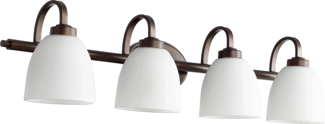 Quorum Reyes 5060-4-86 Bath Vanity Light 34 in. wide - Oiled Bronze, Silver/Weathered Gray/