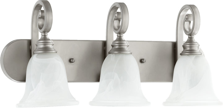 Quorum Bryant 5154-3-64 Bath Vanity Light 24 in. wide - Classic Nickel, Studio White/Studio White/