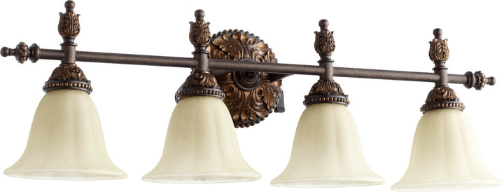 Quorum Rio Salado 5157-4-44 Bath Vanity Light 32 in. wide - Toasted Sienna With Mystic Silver