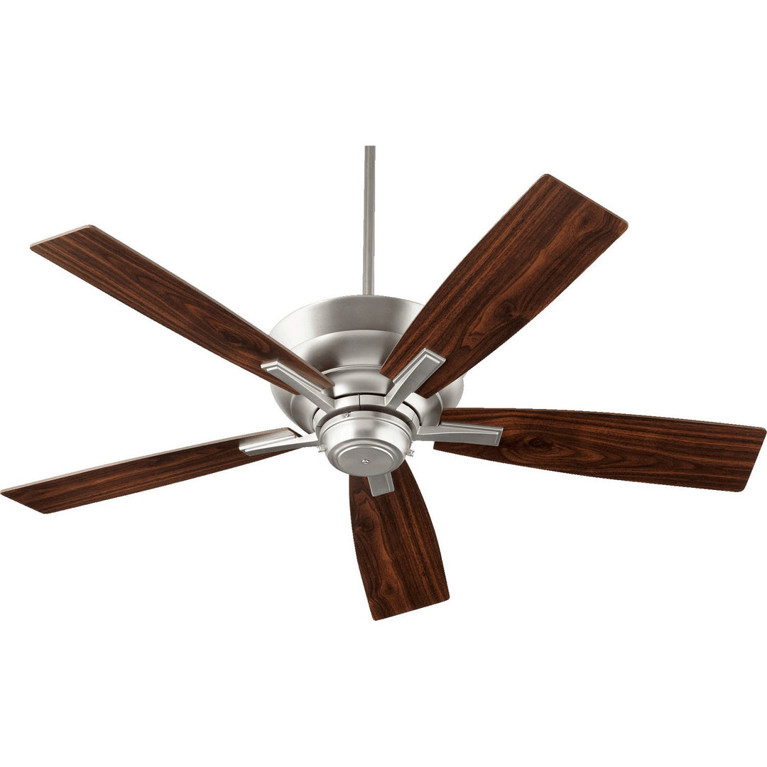 Quorum Mercer 94525-65 Ceiling Fan 52 in. - Satin Nickel, Satin Nickel/Walnut