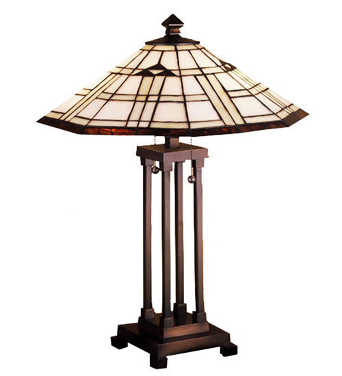 Meyda Tiffany Lighting 50281 Arrowhead Mission Two Light Table Lamp Lamp Bronze / Dark