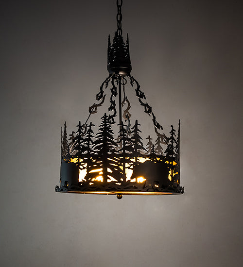 Meyda Tiffany Bear At Dusk 50282 Pendant Light - Black/Amber Mica