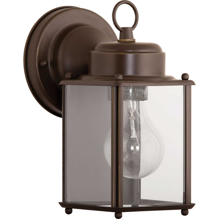 Progress Lighting P5607-20 Flat Glass Lantern One Light Wall Lantern Outdoor Bronze / Dark