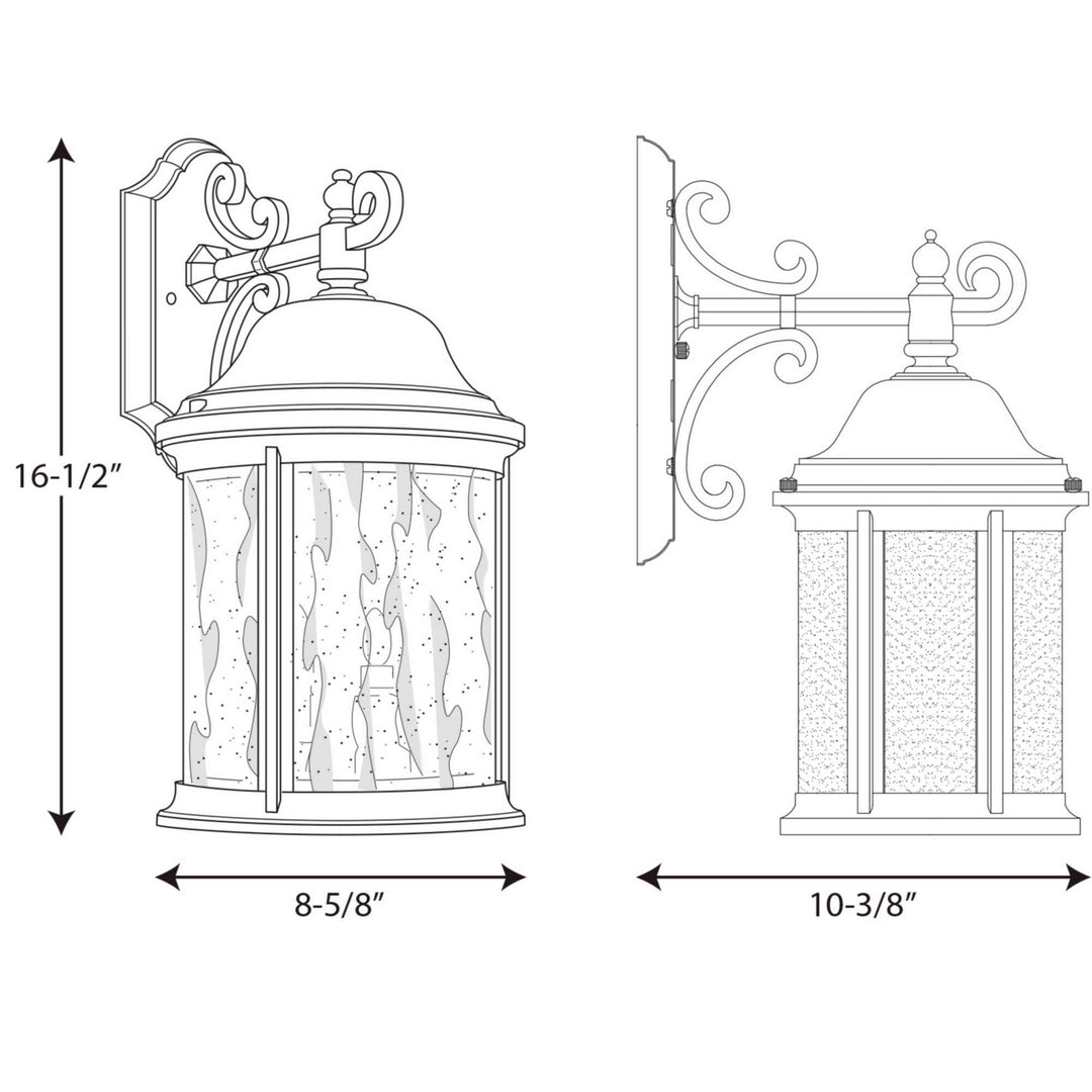 Progress Lighting P5650-20 Ashmore Three Light Large Wall Lantern Outdoor Bronze / Dark