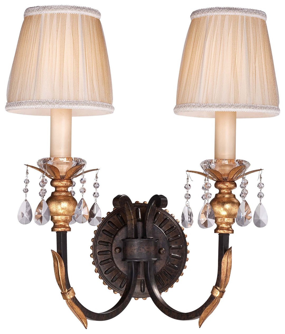 Metropolitan Bella Cristallo N2690-258B Wall Light - French Bronze W/ Gold Highlights