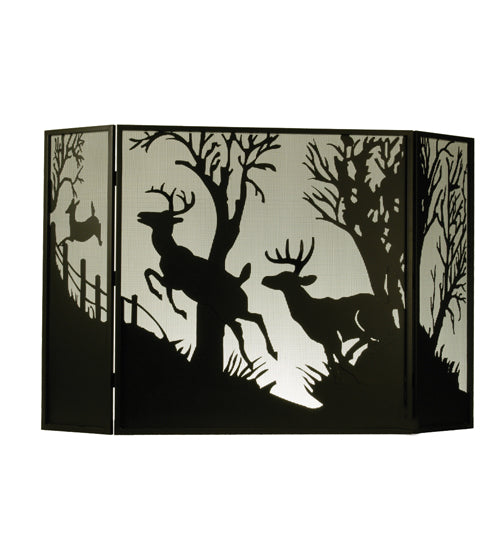 Meyda Tiffany Lighting 50971 Deer On The Loose Fireplace Screen Home Decor Bronze / Dark