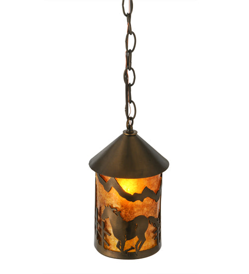 Meyda Tiffany Lighting 51060 Running Horses One Light Mini Pendant Outdoor Copper/Antique/Verde