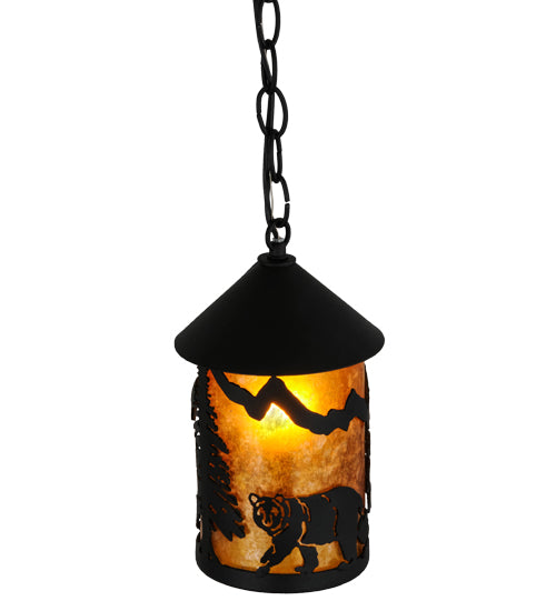 Meyda Tiffany Lighting 51061 Lone Bear One Light Mini Pendant Outdoor Black