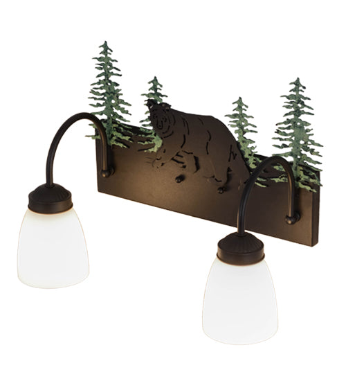 Meyda Tiffany Lone Bear 51063 Bath Vanity Light 16 in. wide - Black/Green Trees