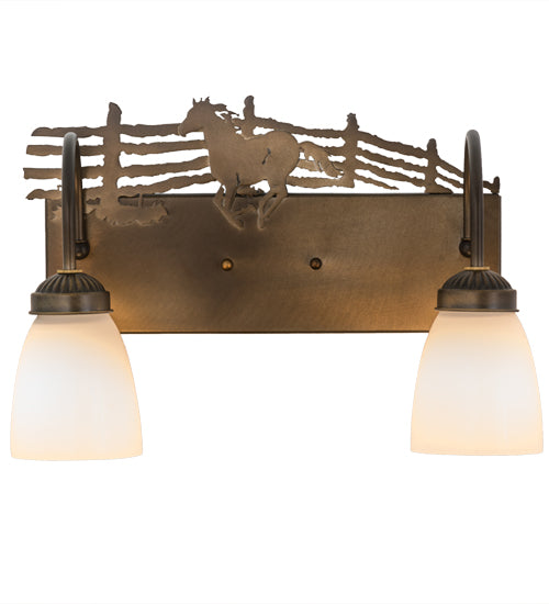 Meyda Tiffany Running Horses 51065 Bath Vanity Light 16 in. wide - Antique Copper