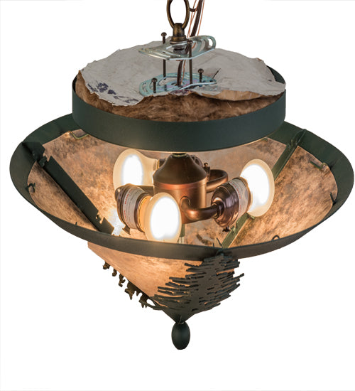 Meyda Tiffany Tamarack 51068 Ceiling Light - Forest Green/Silver Mica