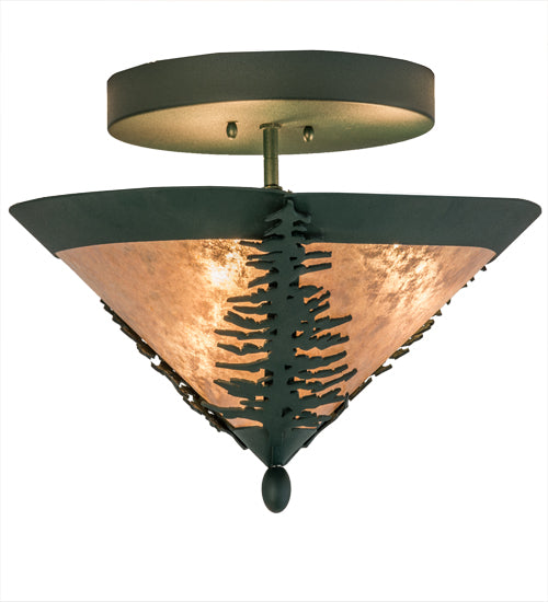 Meyda Tiffany Tamarack 51068 Ceiling Light - Forest Green/Silver Mica