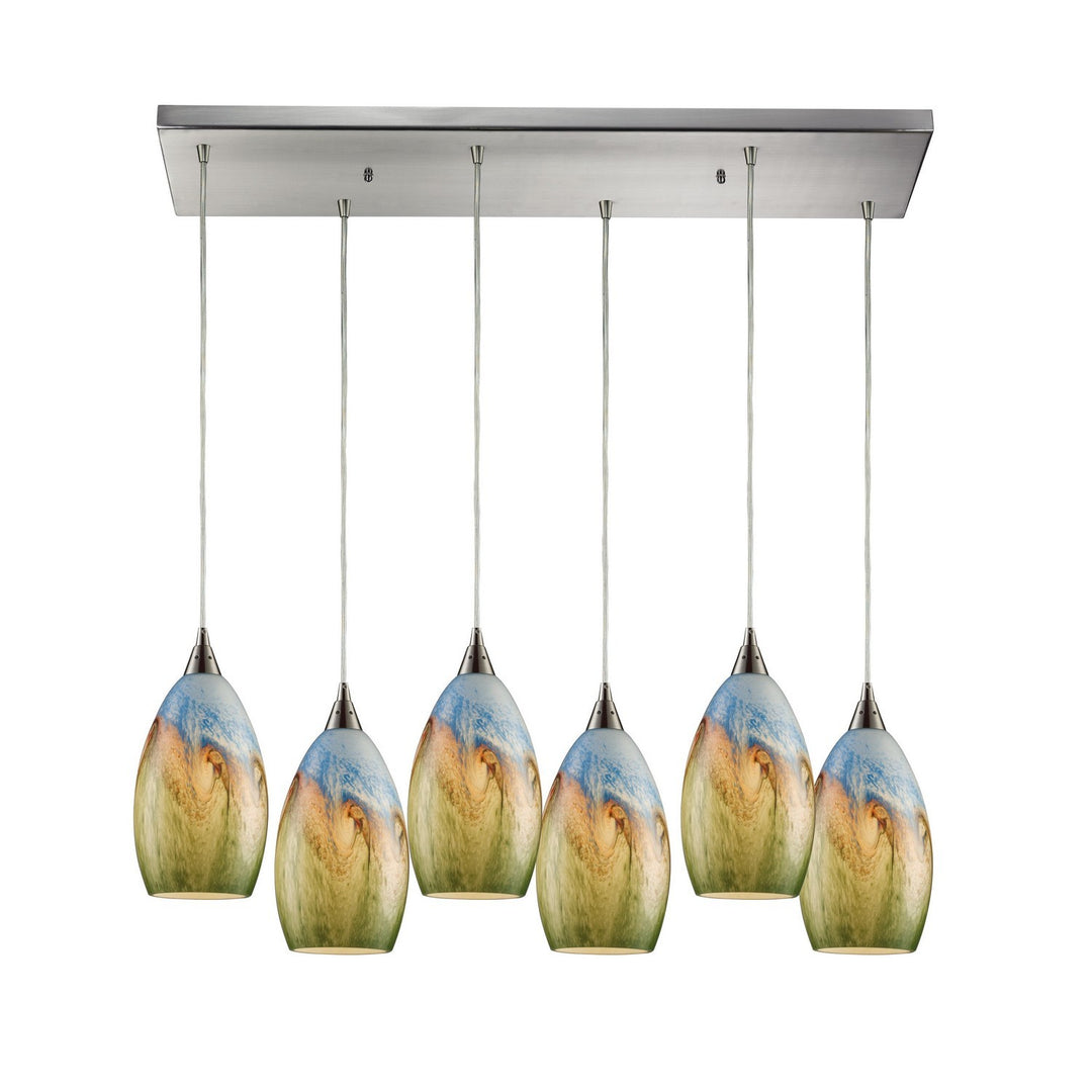 Elk Geologic 10077/6RC Pendant Light - Satin Nickel
