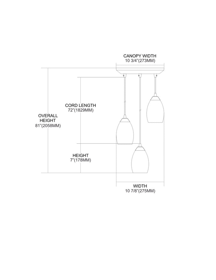 Elk Mini Vortex 10089/3RV Pendant Light - Satin Nickel