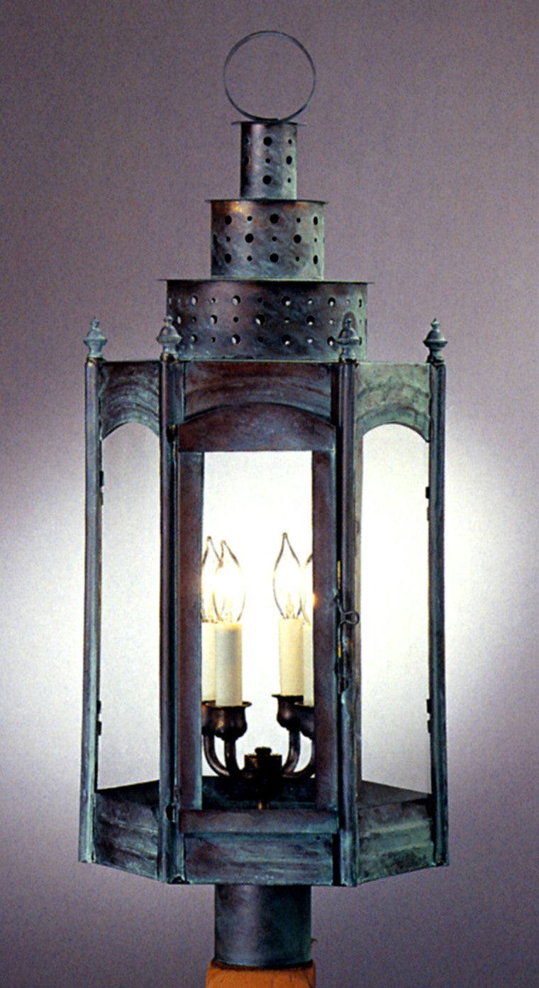 Genie House Lighting 37322VGC Ballentine Four Light Post Mount Outdoor Verde