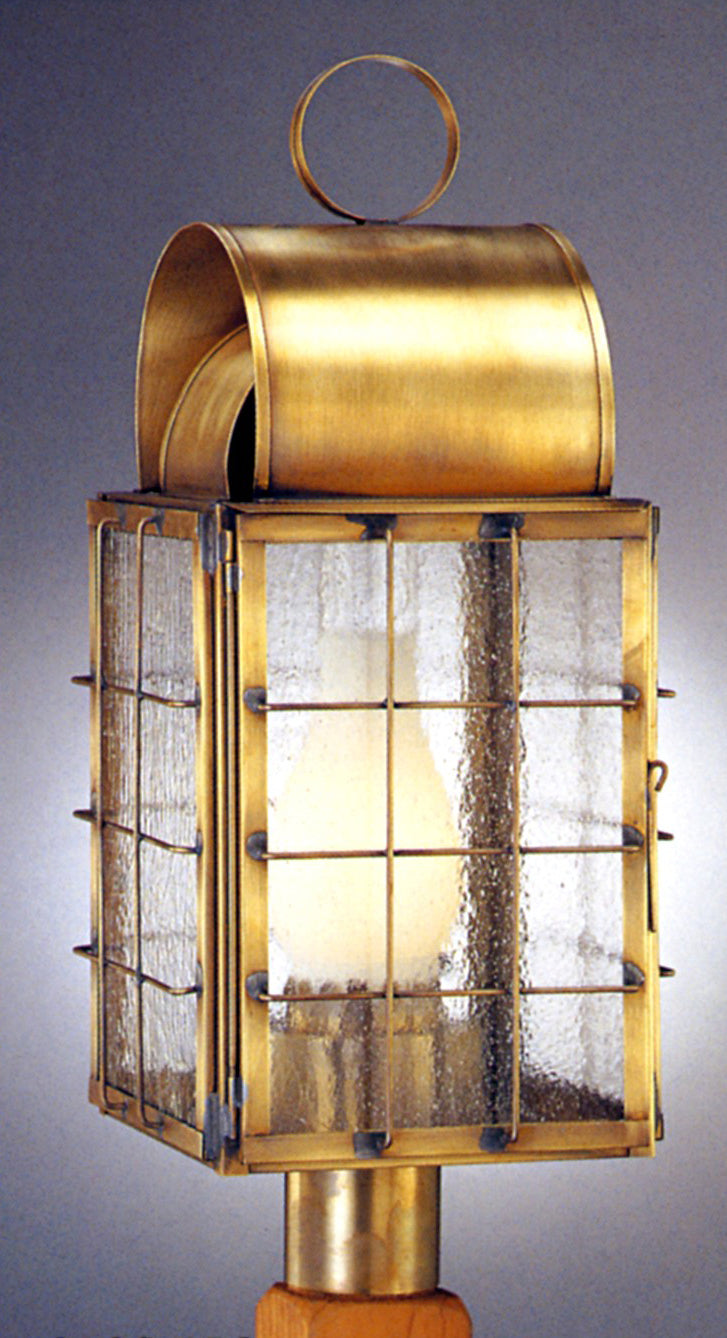 Genie House Lighting 40122ABS Captain One Light Post Mount Outdoor Brass - Antique