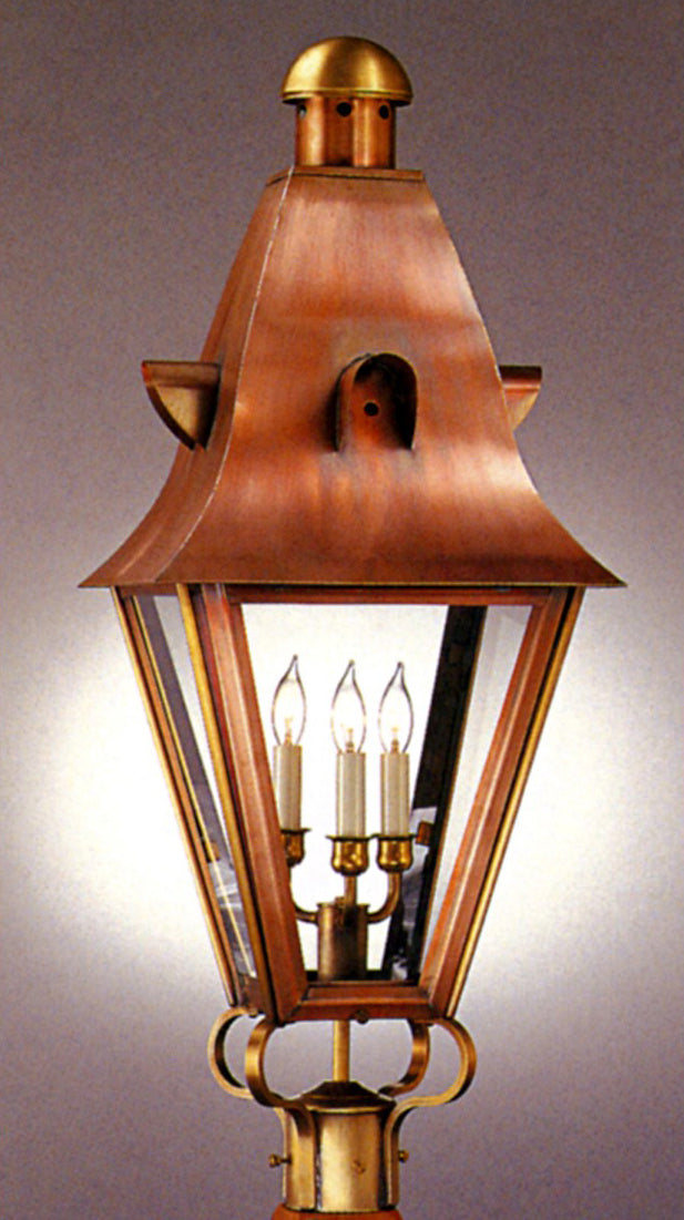 Genie House Lighting 43012ACC Percy Three Light Post Mount Outdoor Copper/Antique/Verde