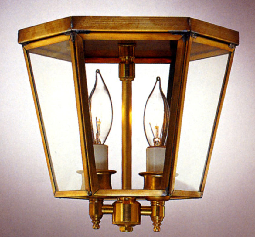 Genie House Lighting 63004ABC Princeton Two Light Flush Mount Outdoor Brass - Antique