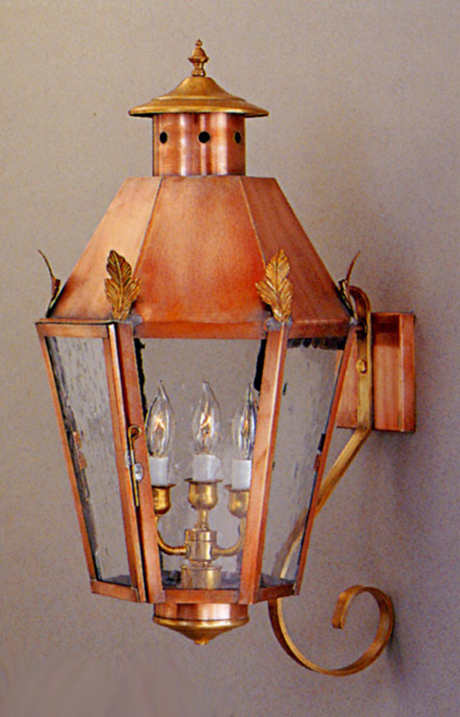 Genie House Lighting 68421ACSS Citadele Three Light Wall Mount Outdoor Copper/Antique/Verde
