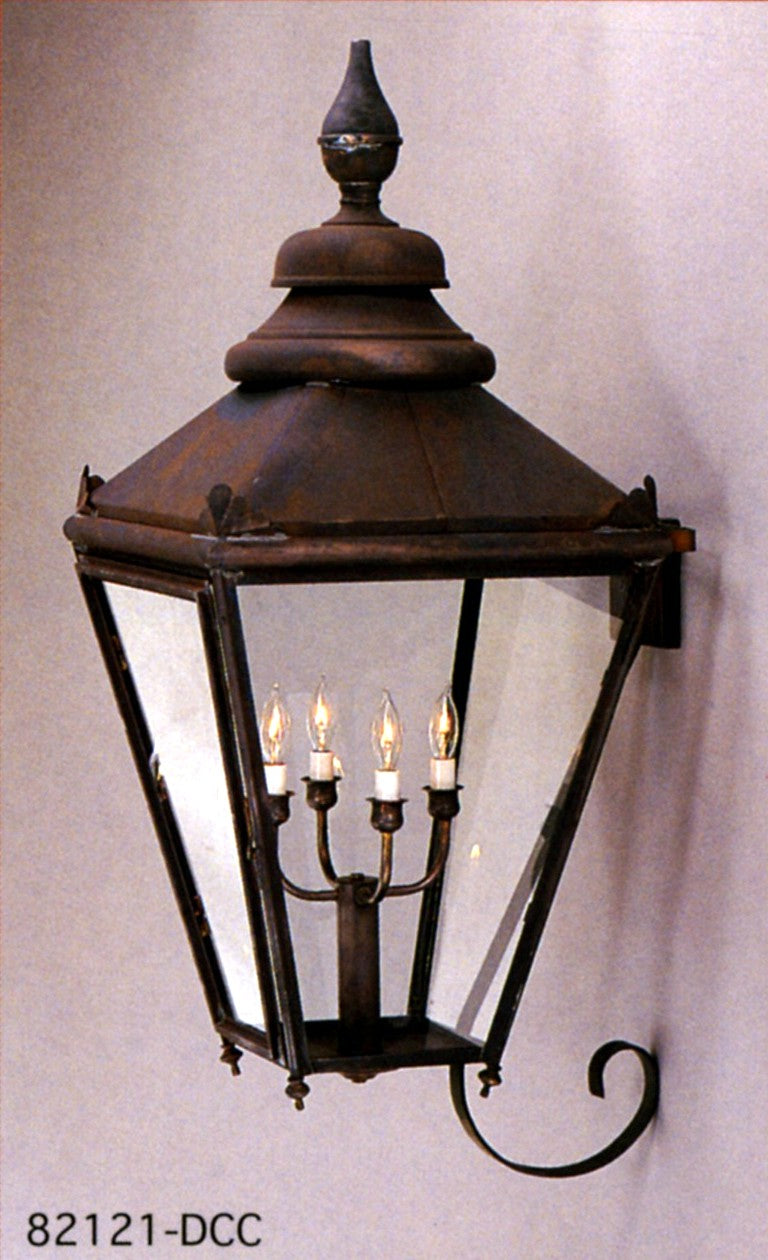 Genie House Lighting 82121DCC Arabella Four Light Wall Mount Outdoor Copper/Antique/Verde