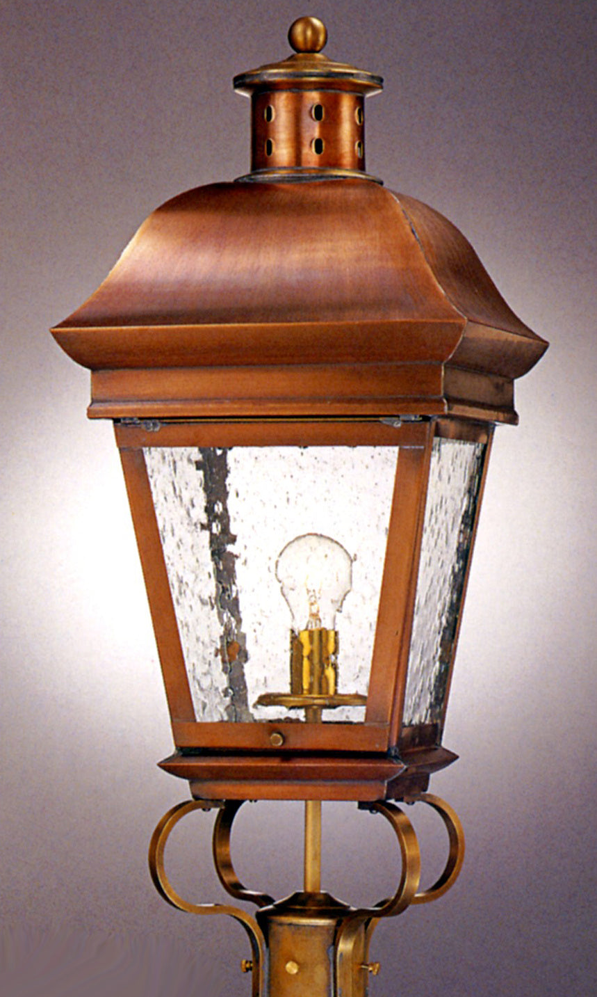Genie House Lighting 89712ACSS Rosalyne One Light Post Mount Outdoor Copper/Antique/Verde