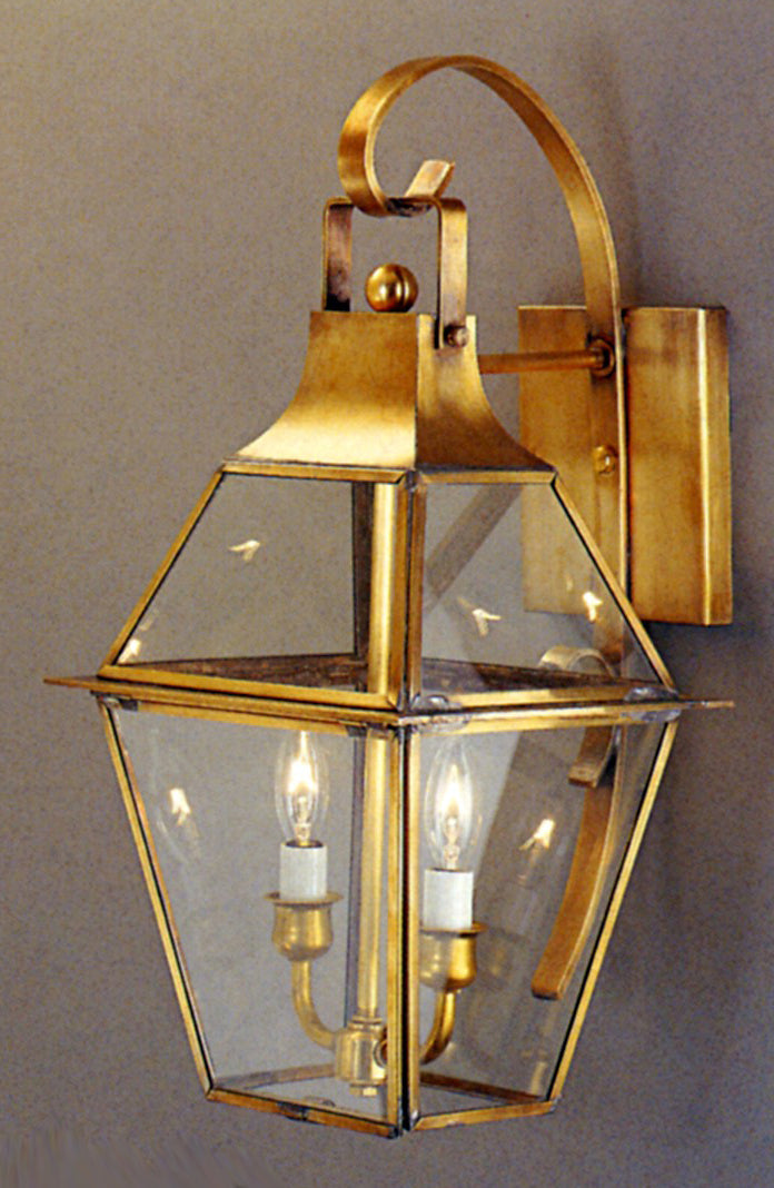 Genie House Lighting 90501ABC Potts Two Light Wall Mount Outdoor Brass - Antique