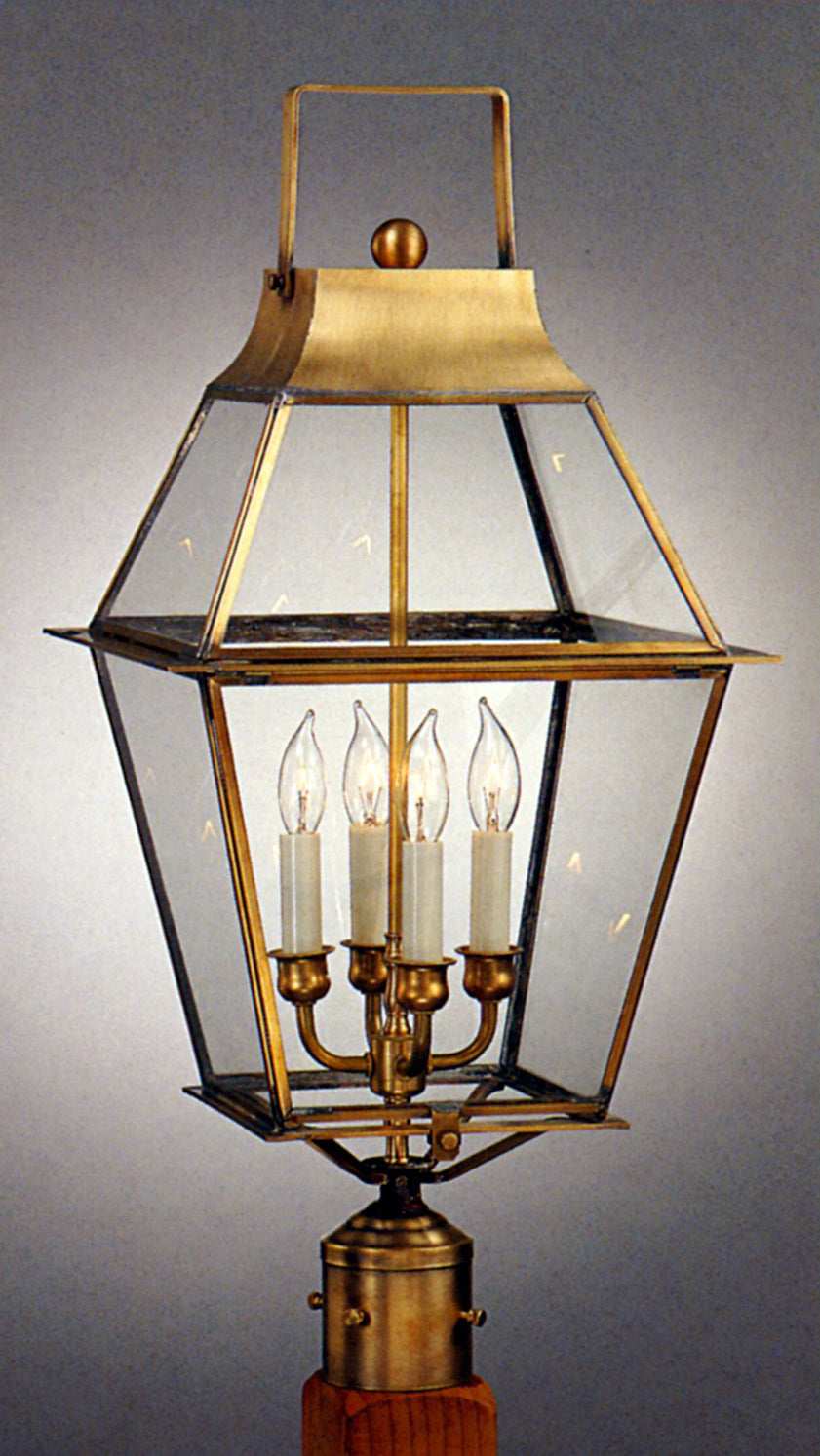 Genie House Lighting 90522ABC Potts Four Light Post Mount Outdoor Brass - Antique