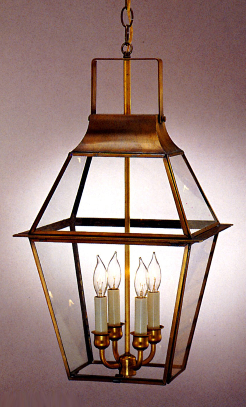 Genie House Lighting 90523ABC Potts Four Light Pendant Outdoor Brass - Antique