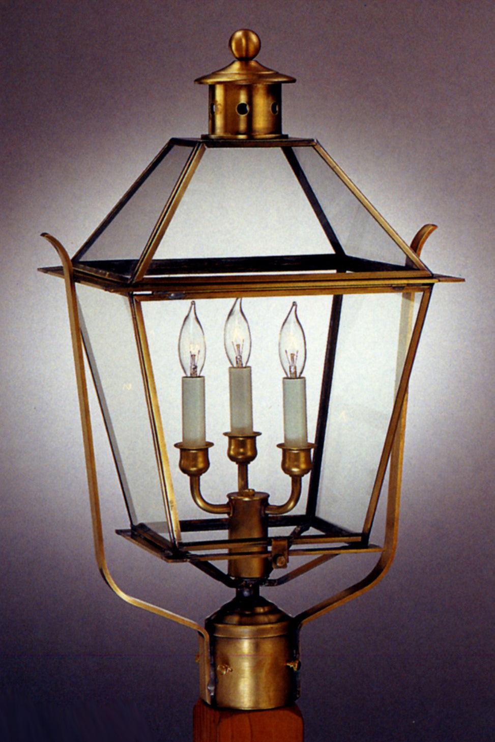 Genie House Lighting 91435ABC Kojan Three Light Post Mount Outdoor Brass - Antique