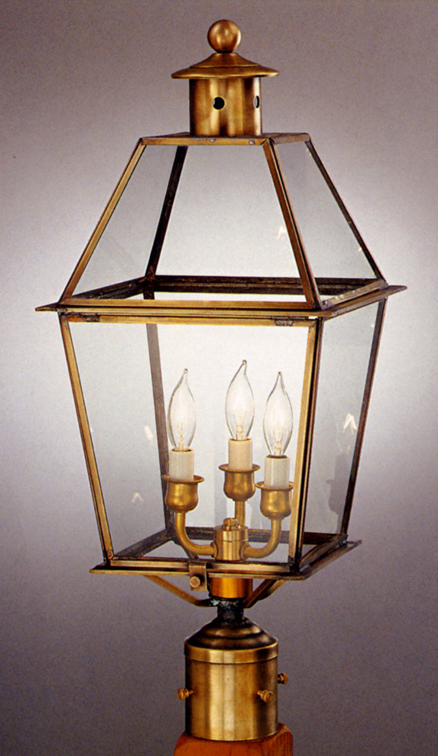 Genie House Lighting 93012ABC Kojan Three Light Post Mount Outdoor Brass - Antique