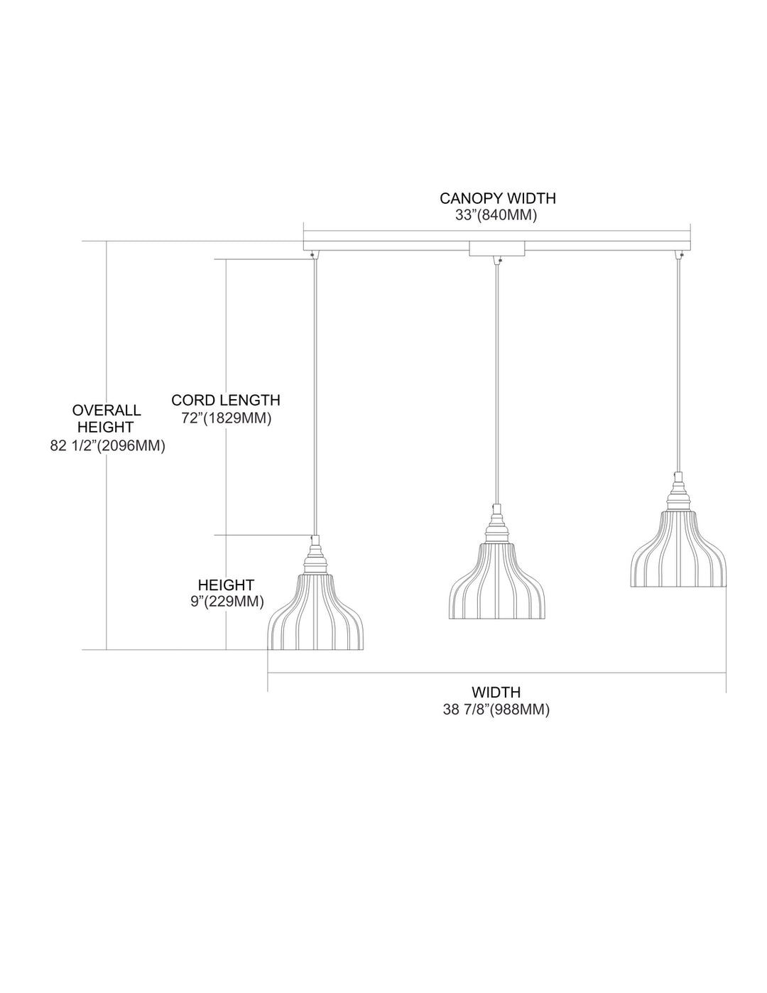 Elk Danica 46018/3L Pendant Light - Polished Chrome