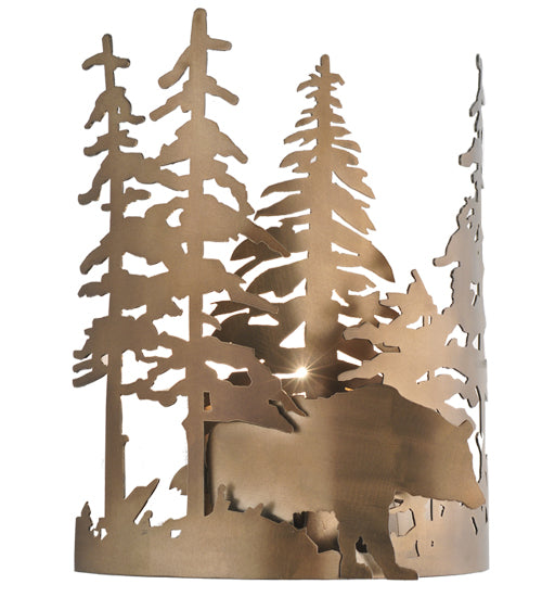 Meyda Tiffany Bear Through The Trees 51493 Wall Light - Antique Copper