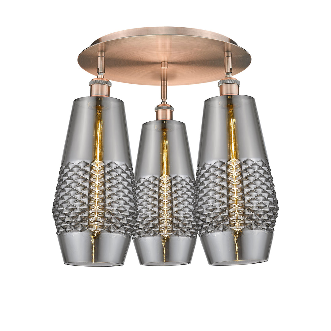 Innovations Downtown Urban 516-3C-AC-G683-7 Ceiling Light - Antique Copper