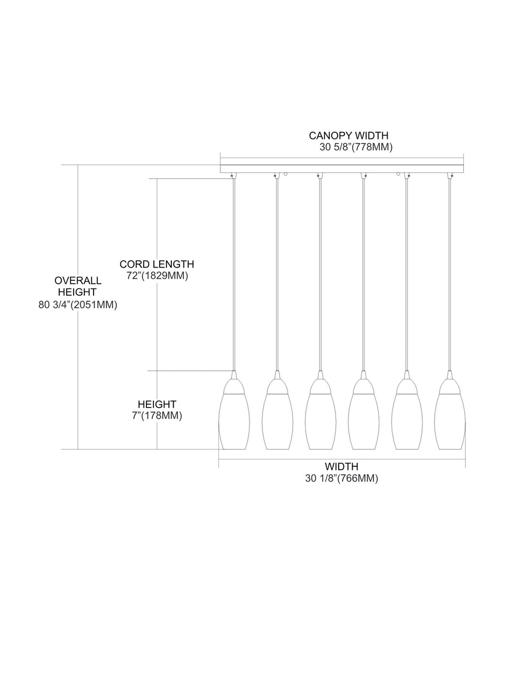 Elk Milan 110-6RC-WH Pendant Light - Satin Nickel