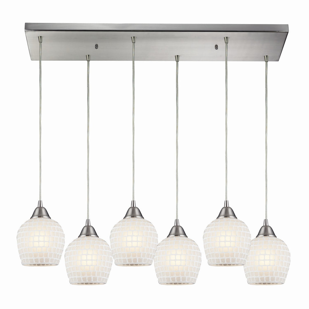 Elk Fusion 528-6RC-WHT Pendant Light - Satin Nickel