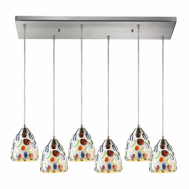 Elk Gemstone 542-6RC Pendant Light - Satin Nickel