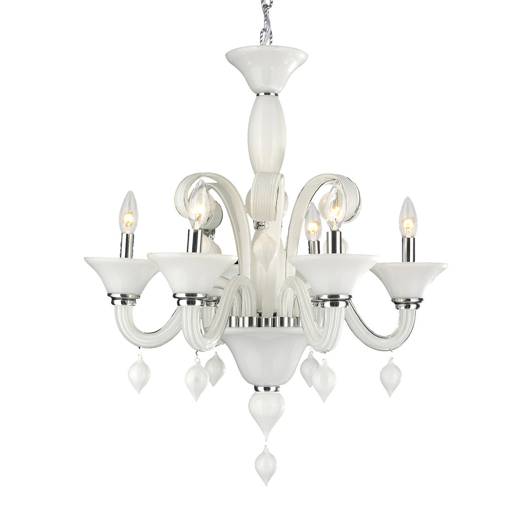 Worldwide Murano W83174C23-WH Chandelier Light - Polished Chrome