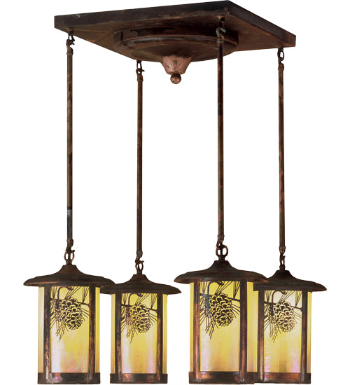 Meyda Tiffany Lighting 51762 Fulton Four Light Chandelier Outdoor Copper/Antique/Verde